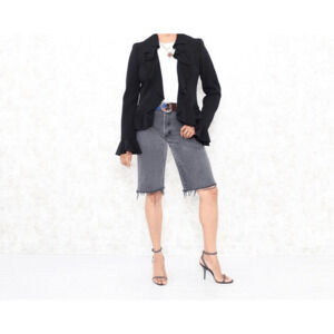 Vintage 00s Y2K MOSCHINO CHEAP AND CHIC Ruffle Blazer Black Italy WOMENS S M